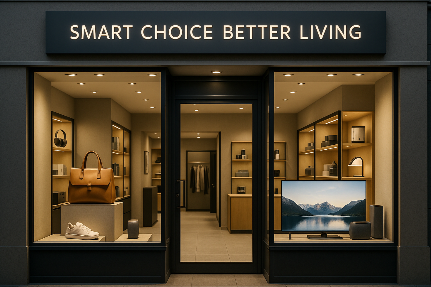 genere une iamge pour represente ma bourique, une boutique multimarque mon slogan c'est Smart choice better living  